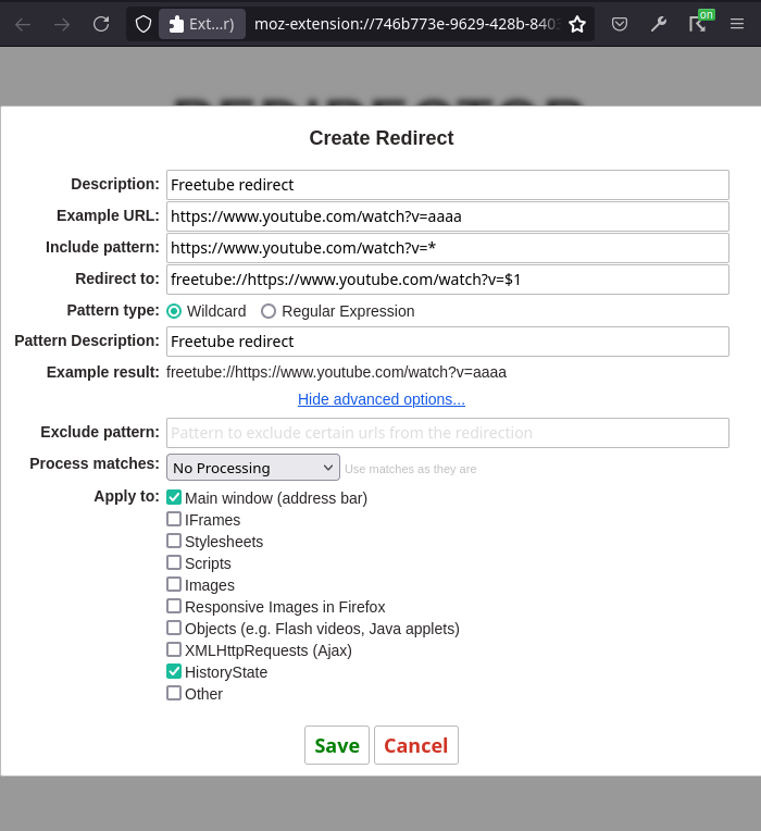 Redirector configuration